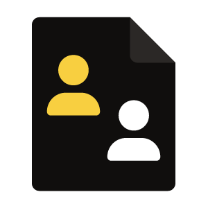 A yellow and black icon with two people on it.