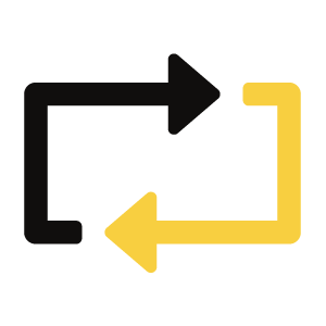 Two arrows pointing in different directions.